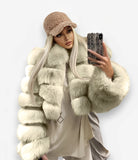 Short lapel imitation fur coat