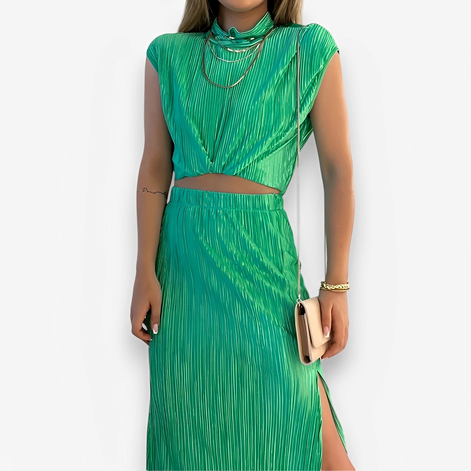 Collar Short Shirt Mid-Length Skirt Two-Piece Suit