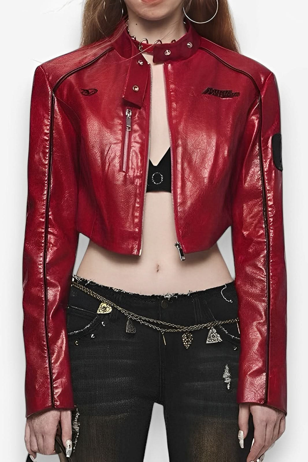 American retro short motorcycle PU leather jacket - Coats & Jackets from The Woman Concept