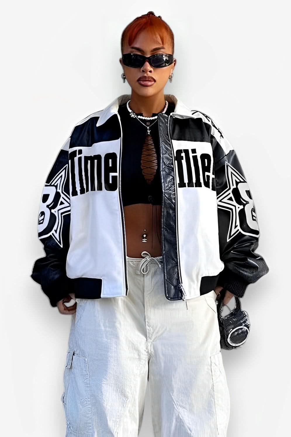 Lapel motorcycle PU leather jacket - Coats & Jackets from The Woman Concept