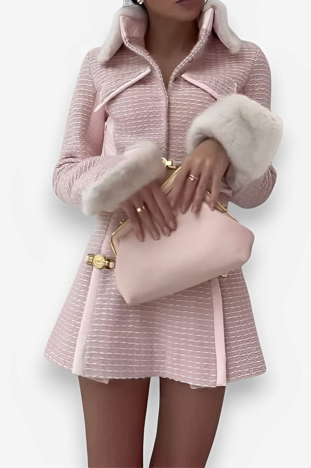 French style stitching short pink suit - suits from The Woman Concept