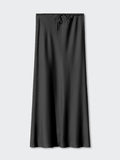 Satin Drawstring Midi Skirt in black – view 7