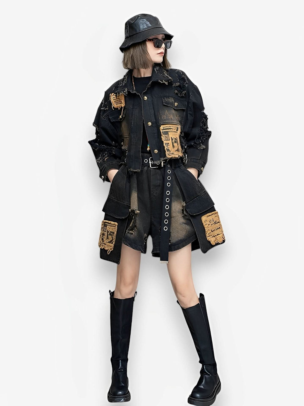 Trendy and cool distressed ripped denim jacket - Coats & Jackets from The Woman Concept