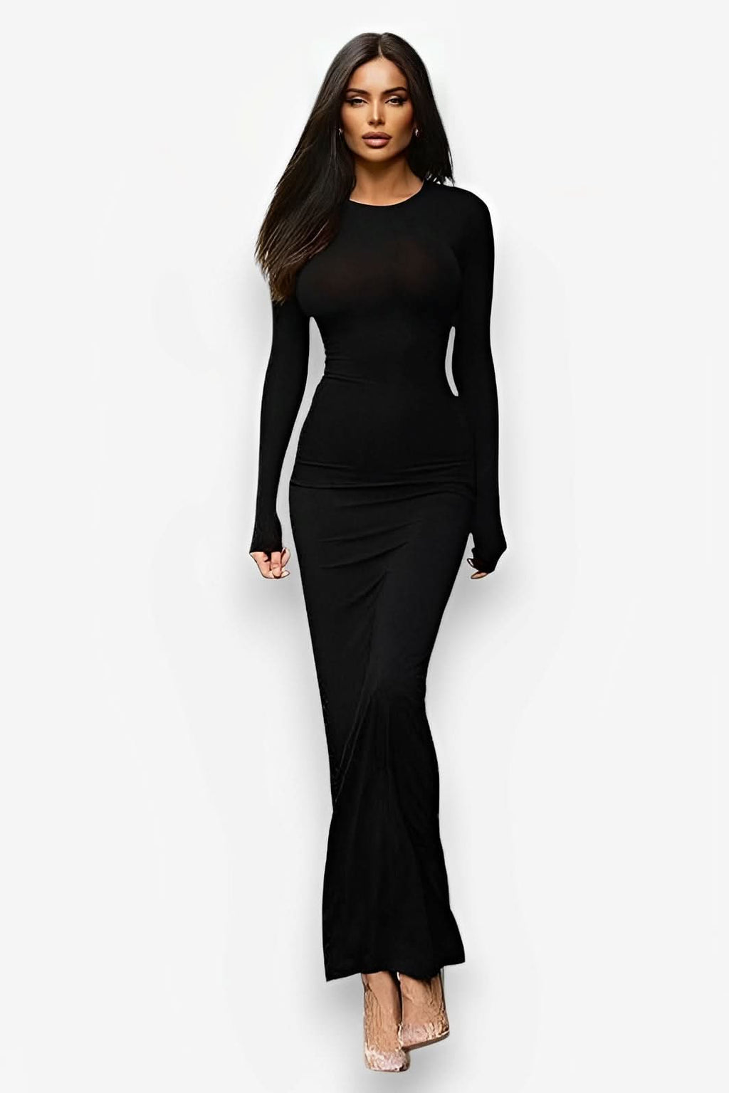 Long Sleeve Slim Fishtail maxi Dress - dresses from The Woman Concept