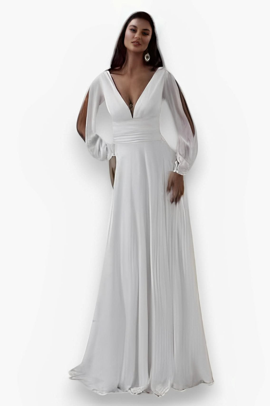 Long Sleeve V-neck Light Elegant Dress - Dresses from The Woman Concept