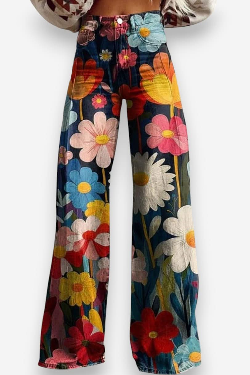 Skinny colorful flowered Loose Pant - Pants from The Woman Concept