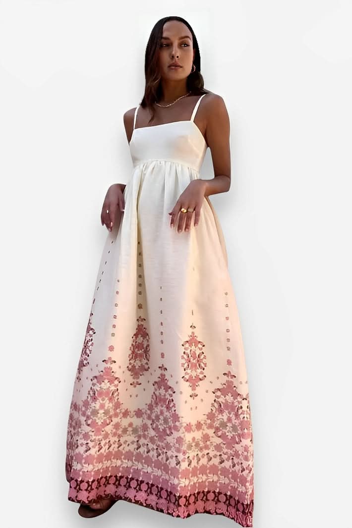 Printed Cotton Linen Long Dress - Dresses from The Woman Concept