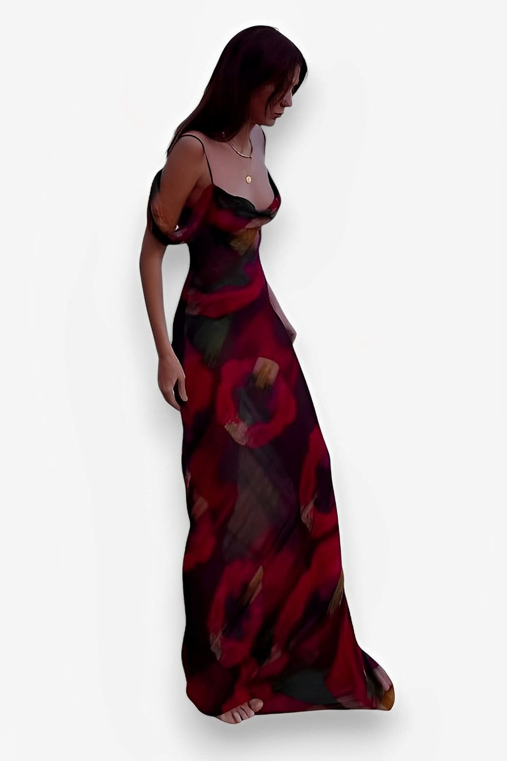 Printed Sleeveless One Shoulder long Dress - Dresses from The Woman Concept