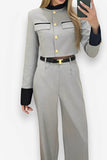 Elegant short jacket wide-leg pants suit