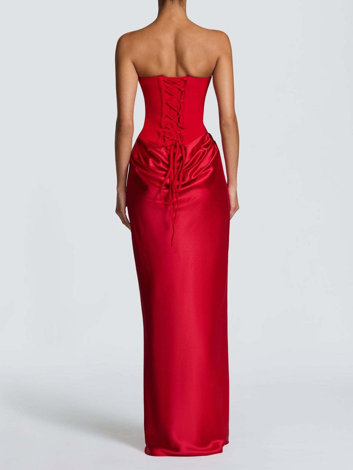 Strapless Satin Corset Maxi Dress – view 2 of 8