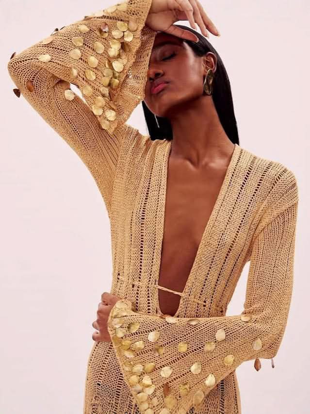 Celeste Gold Sequin Gown - Detail