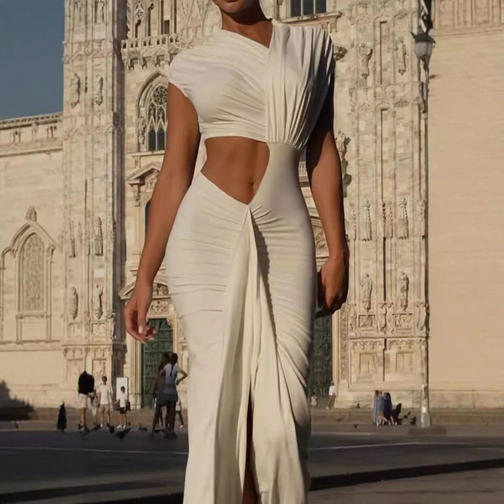 Goddess Draped Cut-Out Gown dress for Stunning Elegance The Woman Concept Goddess Draped Cut-Out Gown dress for Stunning Elegance The Woman Concept