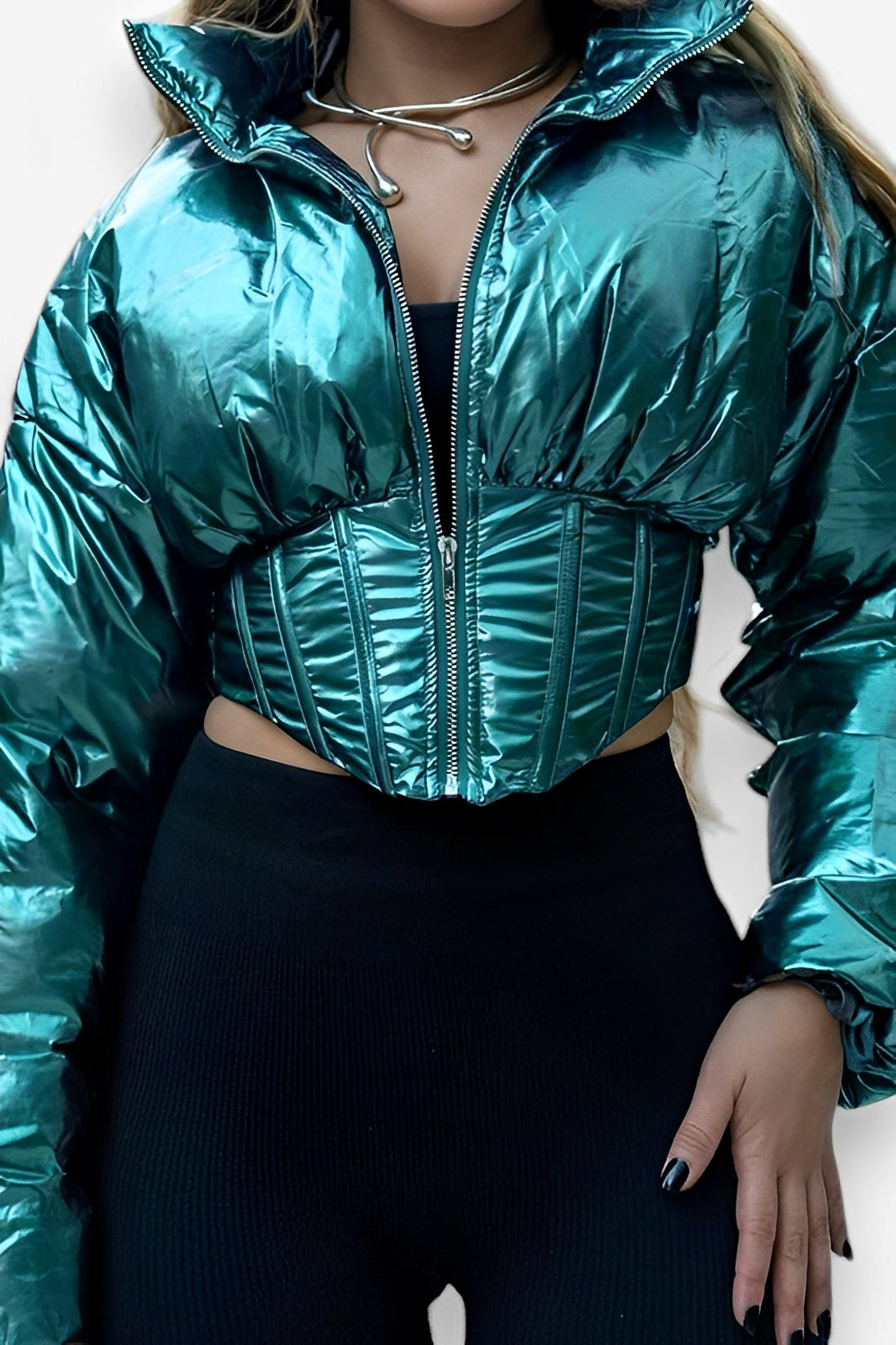 motorcycle style zipper lapel jacket