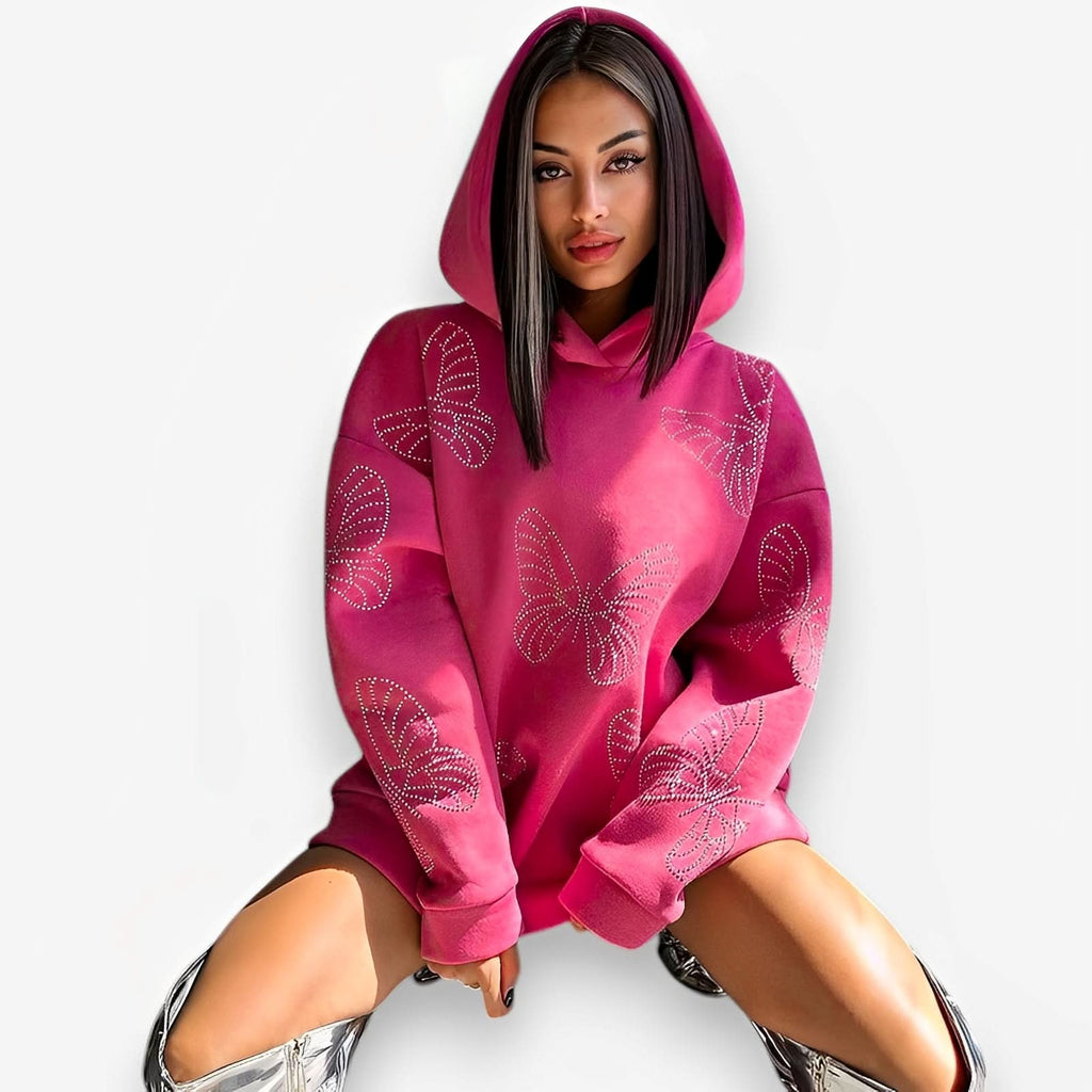 Butterfly casual loose hoody - Hoodies from The Woman Concept