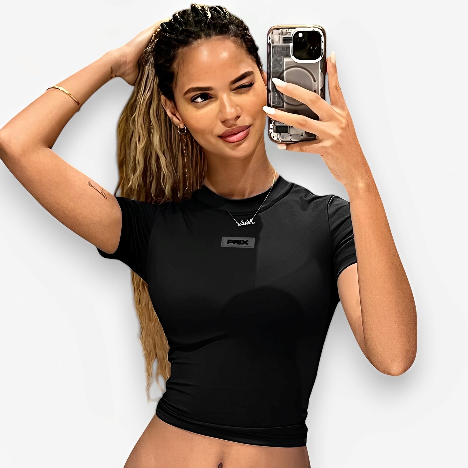 Street style trendy short fit T-shirt