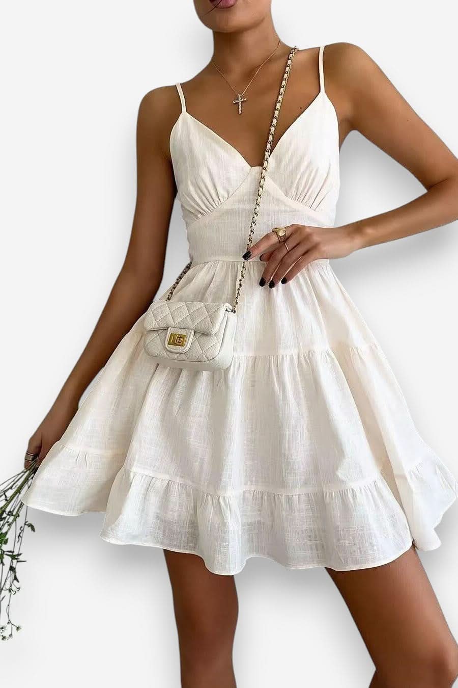 Linen Suspender Sleeveless Mini Dress - Dresses from The Woman Concept