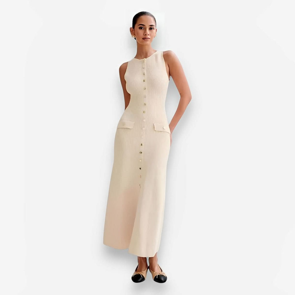 Temperament Sleeveless Round Neck Slim Long Dress - Dresses from The Woman Concept