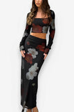 Flower Print Two Piece Suit