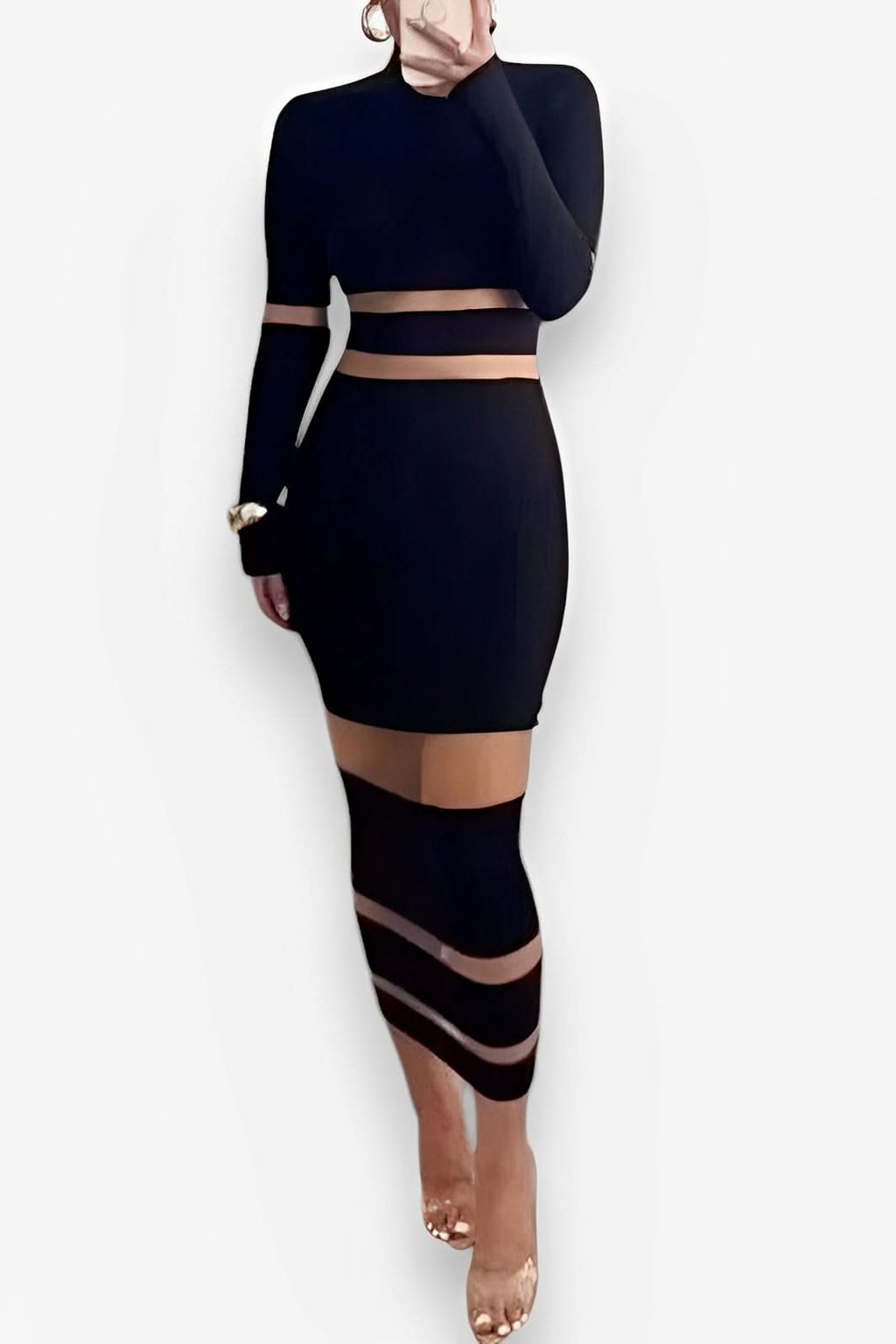 Unique Mesh Stitching Sexy Tight Long Dress for Stunning Curves – The Woman  Concept