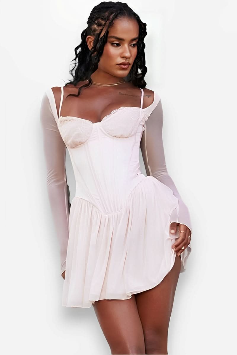 Mesh lace spliced fishbone French dress - dresses from The Woman Concept