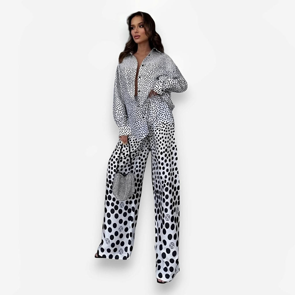 Polka Dot Woven Drape Two-piece Suit - Two-piece Suit from The Woman Concept