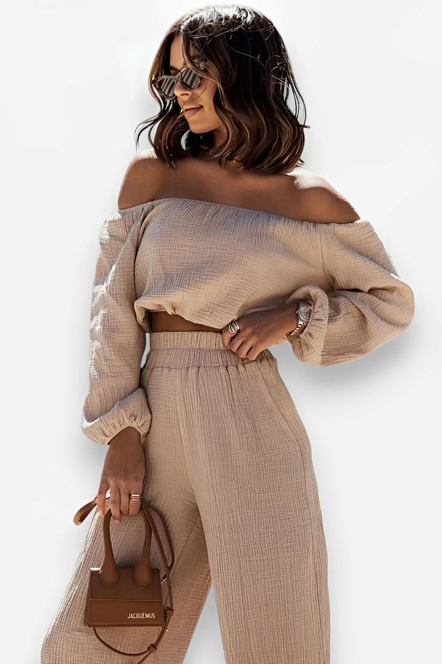 Off-Shoulder Top Straight pants Suit - Suits from The Woman Concept