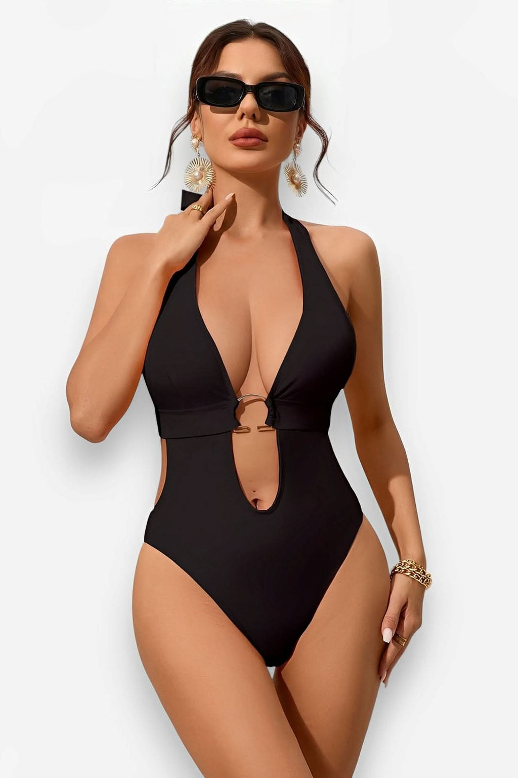 Halter Plunge Backless Swimsuit - Swimsuit from The Woman Concept