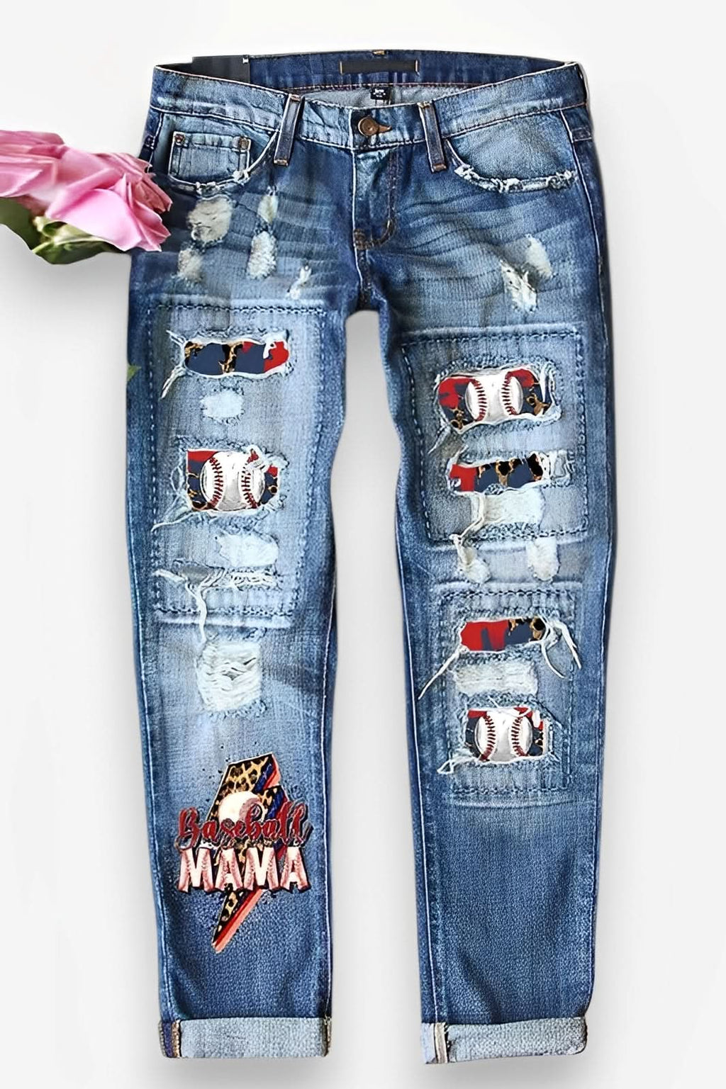 Mid-Rise Ripped Denim Loose Jeans - Jeans from The Woman Concept