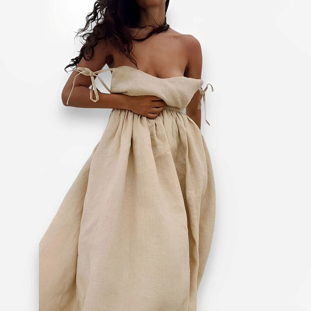 Cotton V-neck Suspender Long Dress - Dresses from The Woman Concept