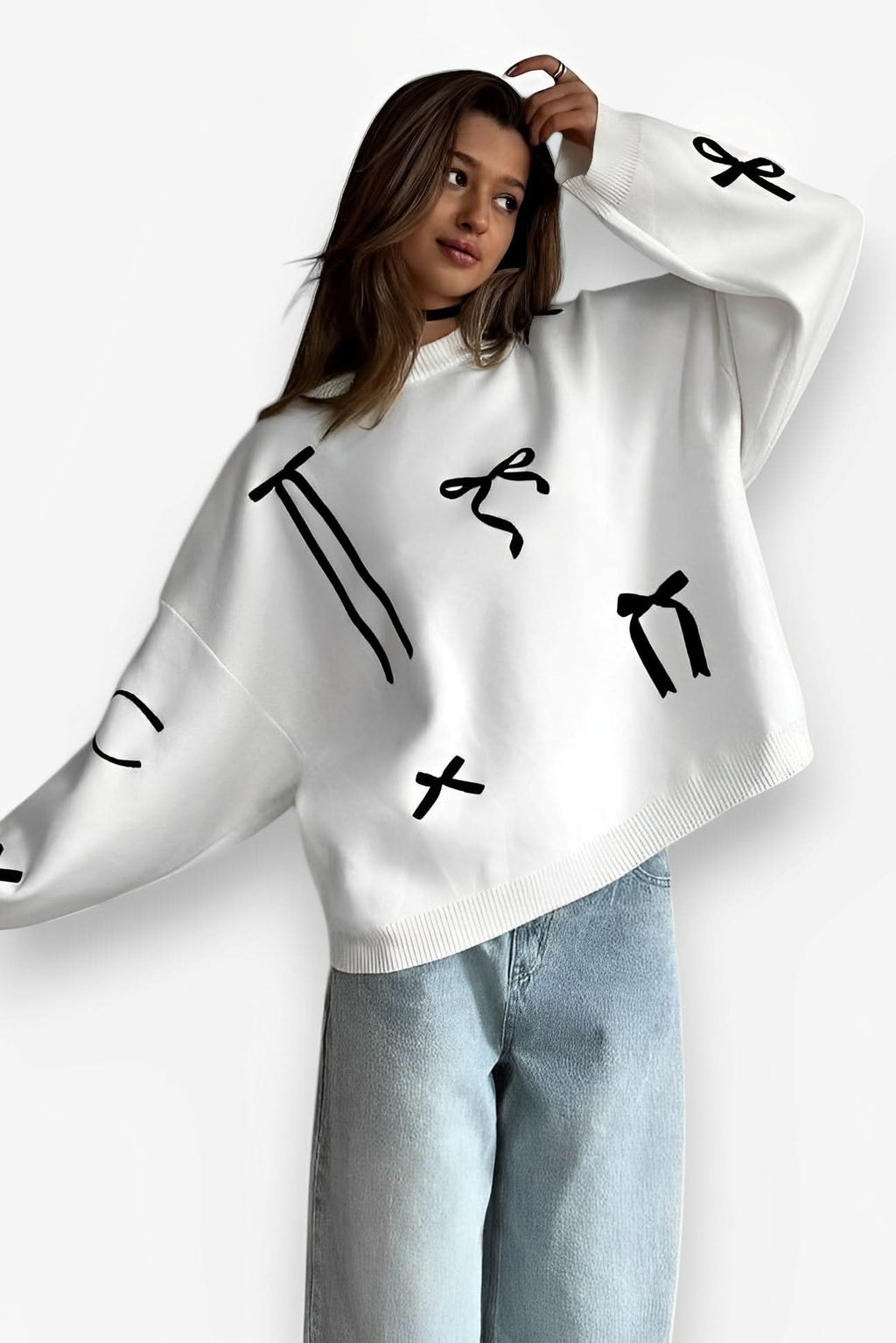 Round Neck Loose Pullover Sweater - Sweaters from The Woman Concept