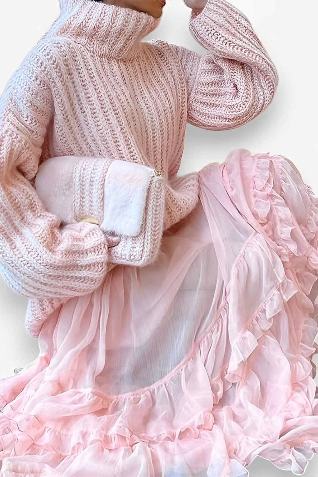 Stand-up collar and comfortable knitted sweater dress - sweaters from The Woman Concept