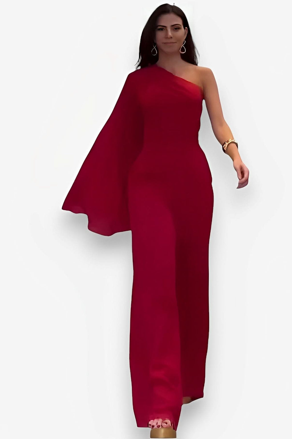 Slanted shoulder Wide Leg Jumpsuit - Jumpsuit from The Woman Concept
