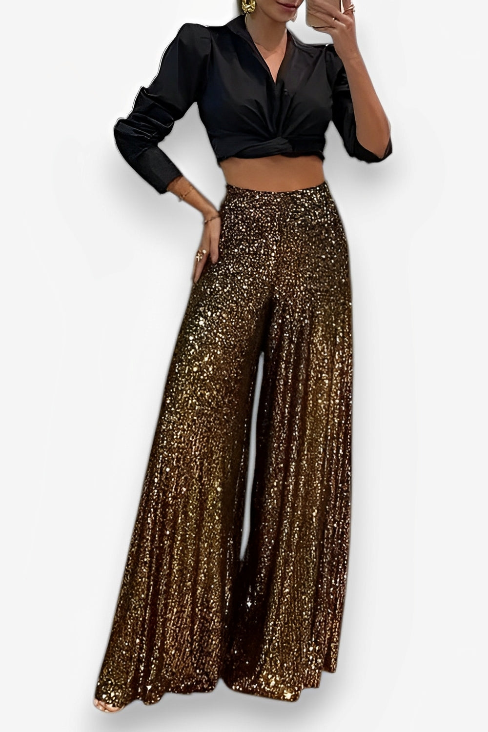 High waist wide leg pants