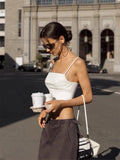 Satin Corset Cami Crop Top in white – view 3