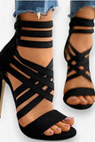 Elastic band stiletto sandals