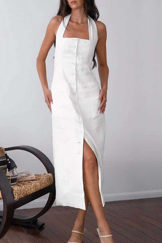 Halter Neck Backless Long Dress - view 4