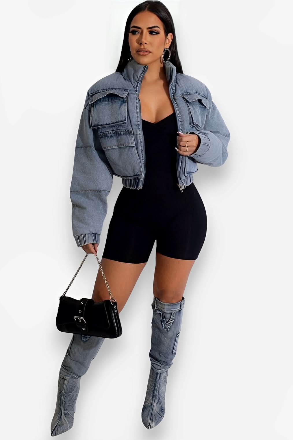 Multi-pocket denim jacket - Coats & Jackets from The Woman Concept