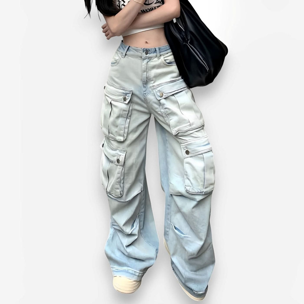 Multi-Pocket cargo Wide Leg Jeans - Jeans from The Woman Concept