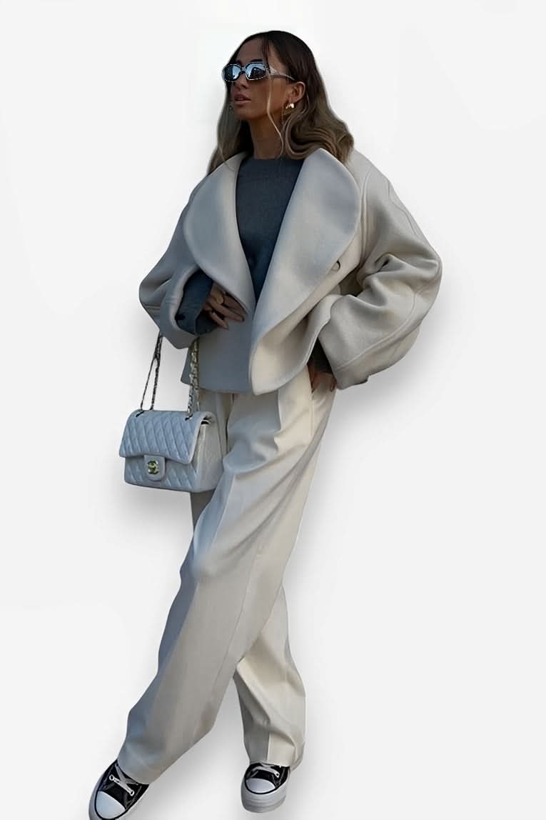 Woolen placket design cardigan jacket - Coats & Jackets from The Woman Concept