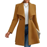Slim Lapel Wool-Look Midi Coat in caramel – view 7