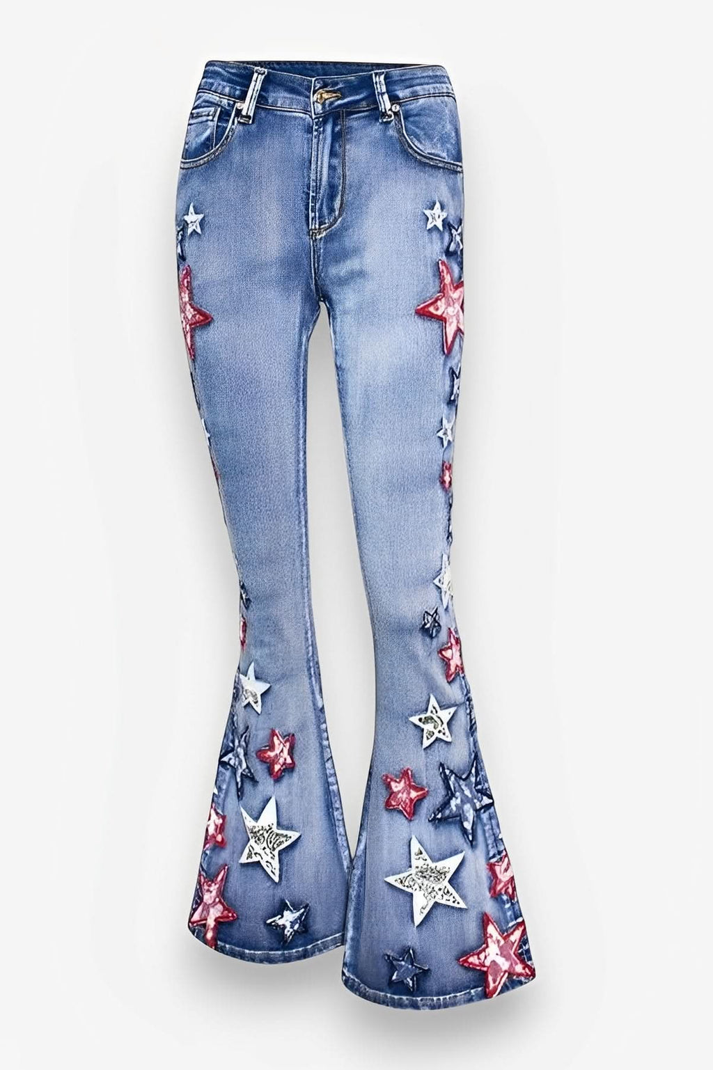 Wide-Leg Denim Bell-Bottom Pants - Pants from The Woman Concept