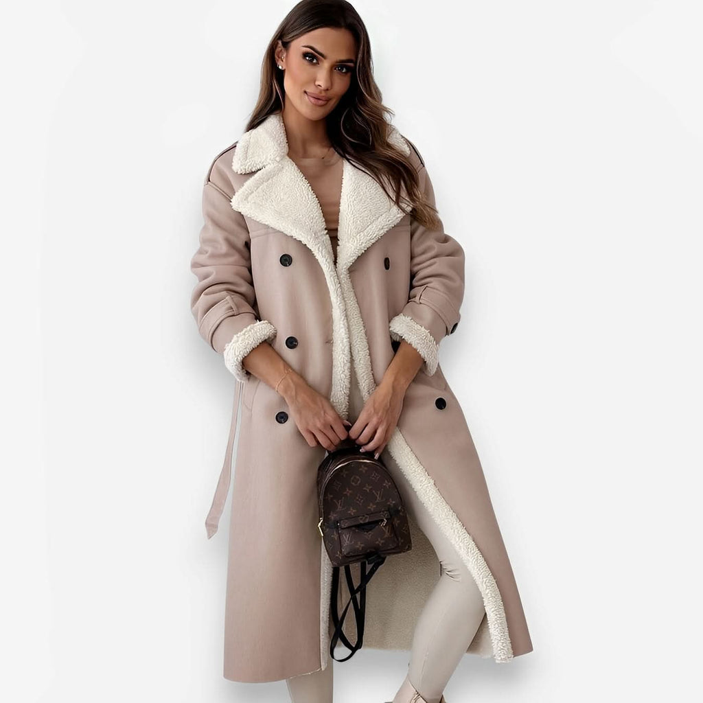 Double wear lapel leather plush coat - Coats & Jackets from The Woman Concept