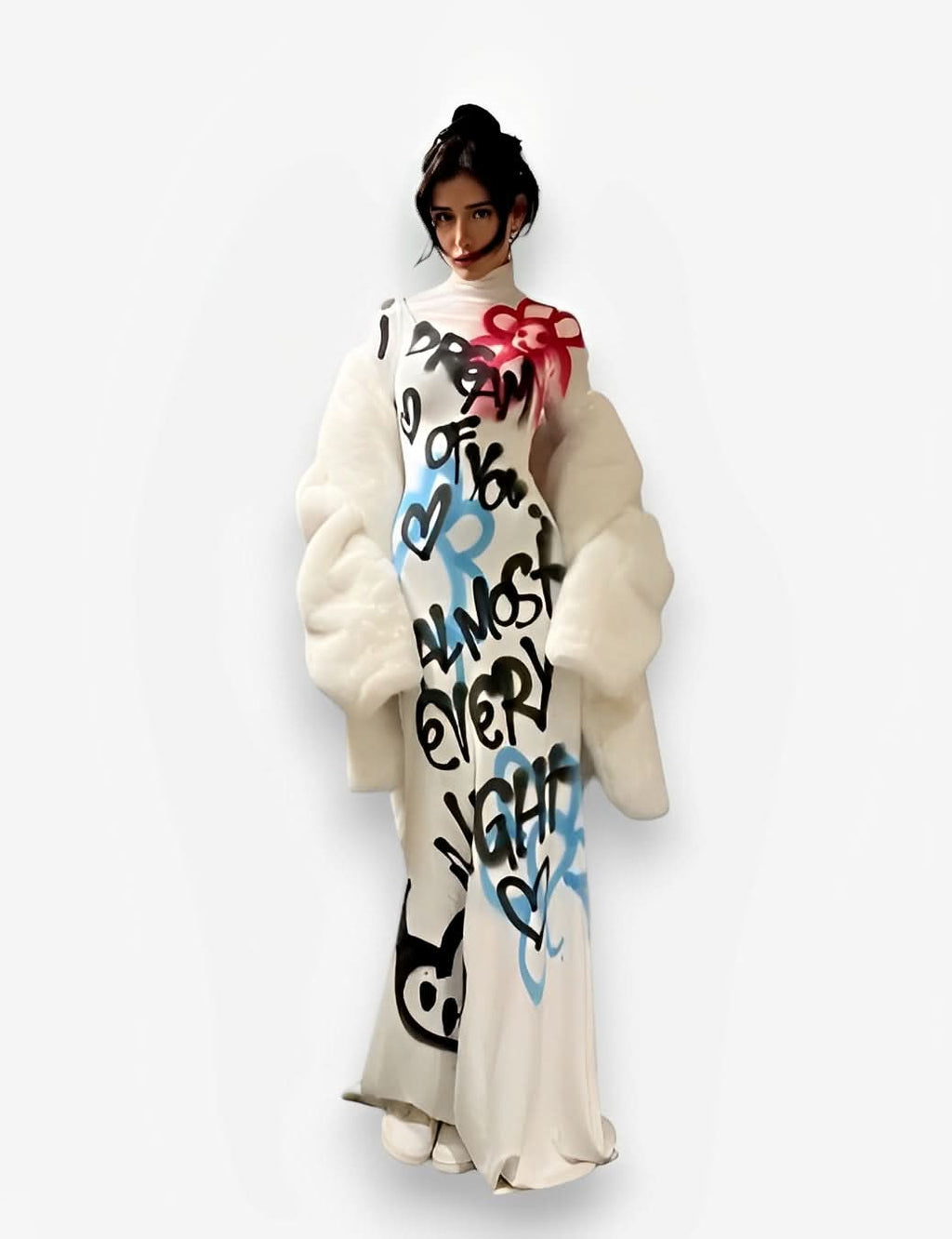 Graffiti Long Sleeve Cover Up Hip Tight Maxi Dress - dresses from The Woman Concept