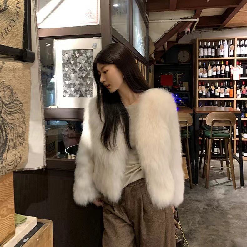 Faux Fur Jacket in white – view 3