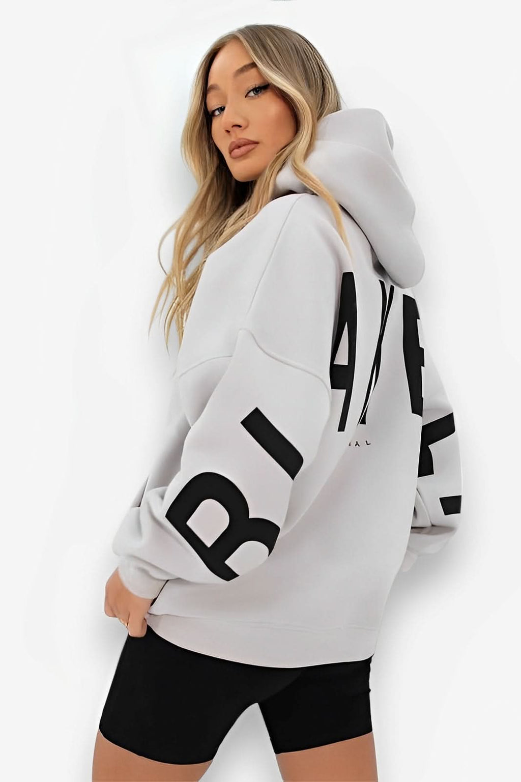 Loose Fit Hoodie with Big Thick Letters - Hoodies from The Woman Concept