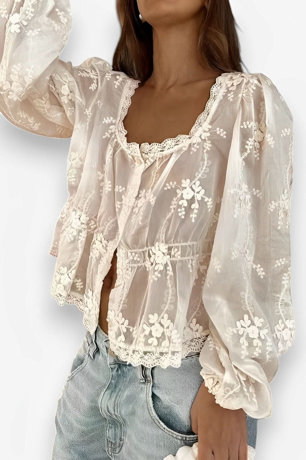 Loose Embroidered Long-Sleeved Shirt - Blouses & Shirts from The Woman Concept