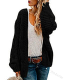 Chunky Cable Knit Open-Front Cardigan in black – view 5
