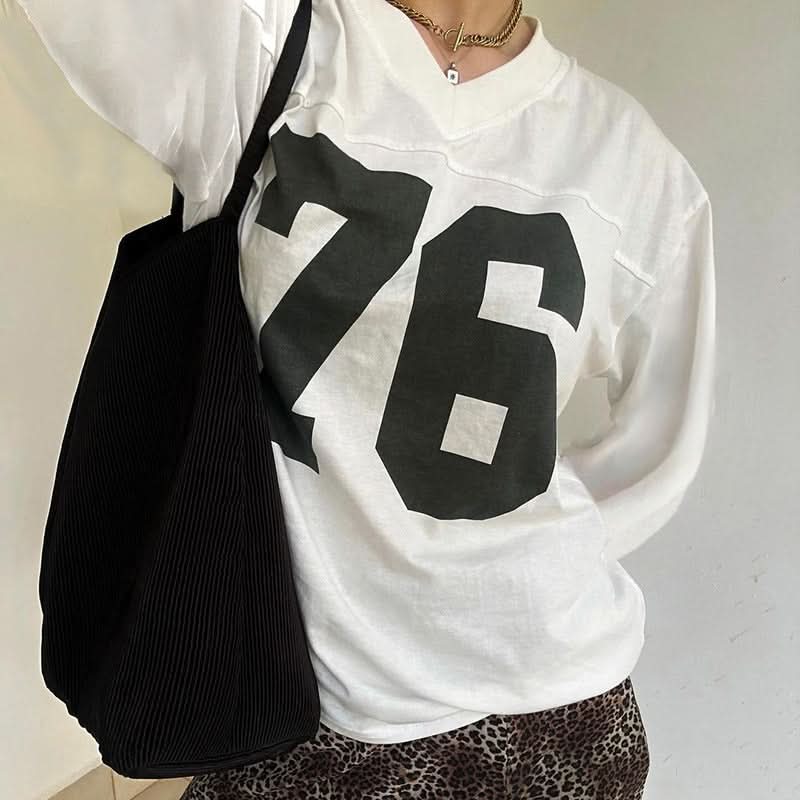 American street style-sleeved T-shirt - Detail