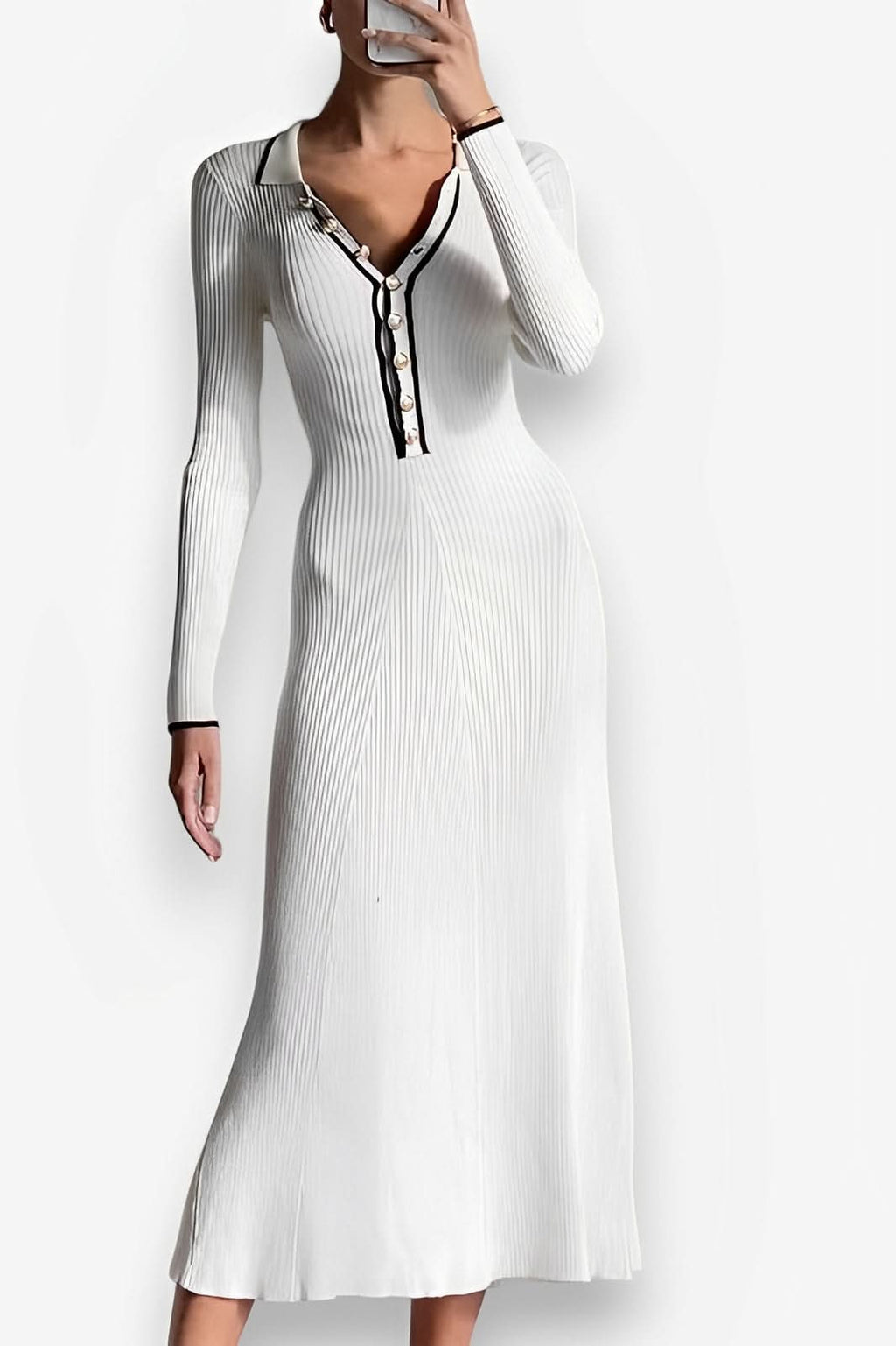 White French style V-neck slim dress - dresses from The Woman Concept