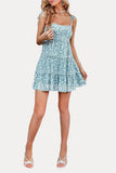 Print One Shoulder Suspender Dress